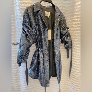 Cinq a Sept Sequin Mathi Gunmetal Blazer